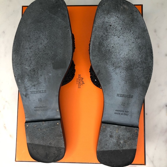Hermes Oran Black Crystal Sandals - Picture 6 of 6